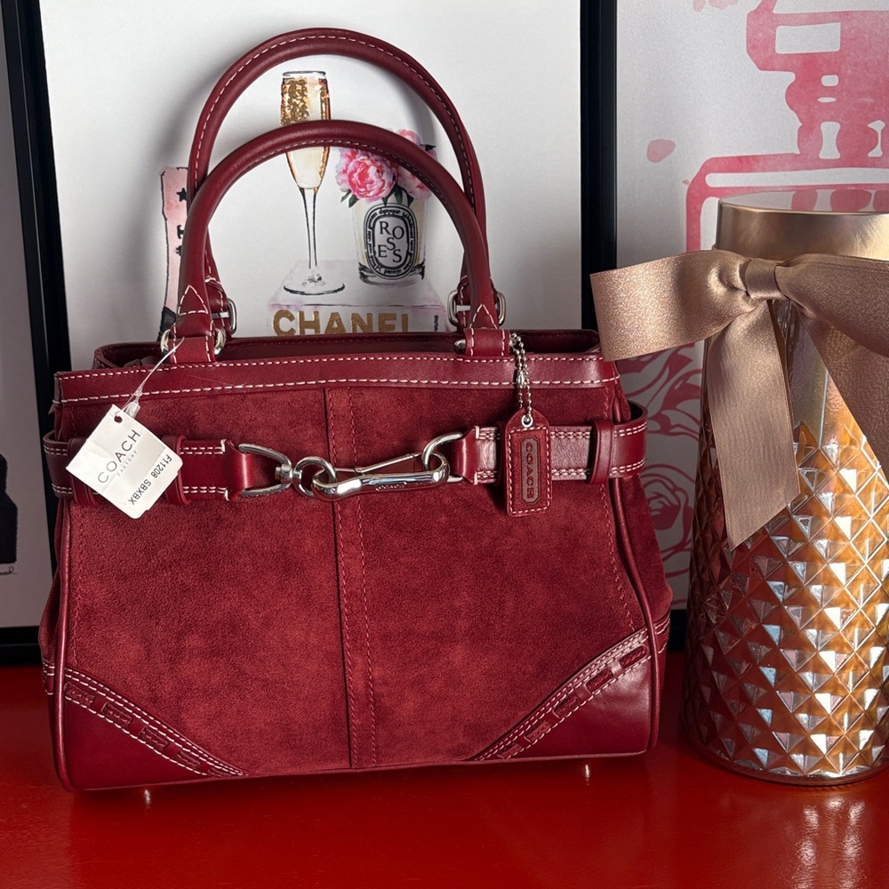 Coach Burgundy HML Suede Caryall